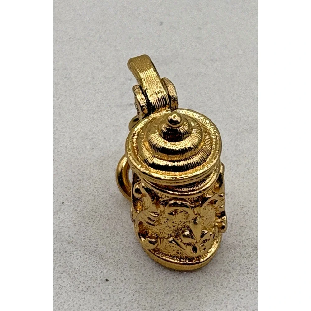 Monet Bracelet Charm Stein Mug Sloop Gold Tone Spring Ring Clasp Vintage Signed